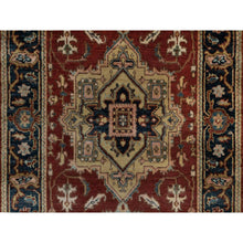 Load image into Gallery viewer, 2&#39;7&quot;x8&#39; Ruby Red, Denser Weave, Heriz Revival With Medallion Design, Hand Spun New Zealand Wool, Hand Knotted, Runner, Oriental Rug FWR547470