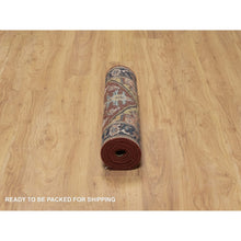 Load image into Gallery viewer, 2&#39;7&quot;x8&#39; Ruby Red, Denser Weave, Heriz Revival With Medallion Design, Hand Spun New Zealand Wool, Hand Knotted, Runner, Oriental Rug FWR547470