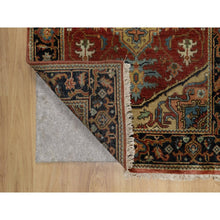 Load image into Gallery viewer, 2&#39;7&quot;x7&#39;10&quot; Scarlet Red, Hand Spun New Zealand Wool, Heriz Revival With Medallion Design, Densely Woven, Hand Knotted, Runner, Oriental Rug FWR547476