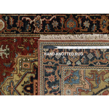 Load image into Gallery viewer, 2&#39;7&quot;x7&#39;10&quot; Scarlet Red, Hand Spun New Zealand Wool, Heriz Revival With Medallion Design, Densely Woven, Hand Knotted, Runner, Oriental Rug FWR547476