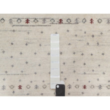 Load image into Gallery viewer, 5&#39;x8&#39; Chiffon White with Brown, Modern Striae Design, Lori Buft Gabbeh with Small Animal Figurines, Thick and Plush, Soft Pile, Organic Wool, Hand Knotted, Oriental Rug FWR547488