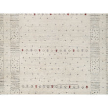 Load image into Gallery viewer, 5&#39;x8&#39; Chiffon White With Brown, Modern Striae Design, Lori Buft Gabbeh With Small Animal Figurines, Thick And Plush, Soft Pile, Organic Wool, Hand Knotted, Oriental Rug FWR547488