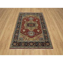 Load image into Gallery viewer, 4&#39;3&quot;x6&#39;2&quot; Barn Red, Heriz Revival With Medallion Design, Denser Weave, Hand Spun New Zealand Wool, Hand Knotted, Oriental Rug FWR547494