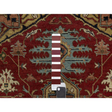Load image into Gallery viewer, 4&#39;3&quot;x6&#39;2&quot; Barn Red, Heriz Revival With Medallion Design, Denser Weave, Hand Spun New Zealand Wool, Hand Knotted, Oriental Rug FWR547494
