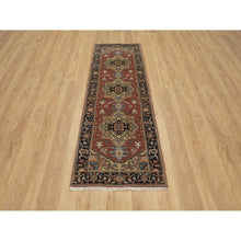 Load image into Gallery viewer, 2&#39;7&quot;x7&#39;10&quot; Barn Red, Densely Woven, Heriz Revival With Medallion Design, Hand Spun New Zealand Wool, Hand Knotted, Runner, Oriental Rug FWR547506