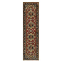 Load image into Gallery viewer, 2&#39;9&quot;x10&#39; Auburn Red, Heriz Revival with Medallion Design, Denser Weave, Hand Spun New Zealand Wool, Hand Knotted, Runner, Oriental Rug FWR547524