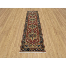 Load image into Gallery viewer, 2&#39;9&quot;x10&#39; Auburn Red, Heriz Revival with Medallion Design, Denser Weave, Hand Spun New Zealand Wool, Hand Knotted, Runner, Oriental Rug FWR547524