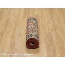 Load image into Gallery viewer, 2&#39;9&quot;x10&#39; Auburn Red, Heriz Revival with Medallion Design, Denser Weave, Hand Spun New Zealand Wool, Hand Knotted, Runner, Oriental Rug FWR547524