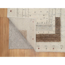 Load image into Gallery viewer, 2&#39;8&quot;x8&#39; Parchment White With Brown, Lush And Plush, Hand Knotted, Lori Buft Gabbeh With Small Animal Figurines, Modern Striae Design, Soft Pile, Pure Wool, Runner, Oriental Rug FWR547554