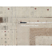 Load image into Gallery viewer, 2&#39;8&quot;x8&#39; Parchment White With Brown, Lush And Plush, Hand Knotted, Lori Buft Gabbeh With Small Animal Figurines, Modern Striae Design, Soft Pile, Pure Wool, Runner, Oriental Rug FWR547554