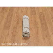 Load image into Gallery viewer, 2&#39;7&quot;x4&#39; Linen White With Brown, Modern Striae Design, Lori Buft Gabbeh With Small Animal Figurines, Thick And Plush, Soft Pile, Luxurious Wool, Hand Knotted, Mat, Oriental Rug FWR547566