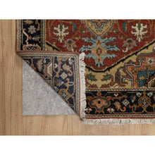 Load image into Gallery viewer, 2&#39;7&quot;x8&#39; Scarlet Red, Heriz Revival With Medallion Design, Densely Woven, Hand Spun New Zealand Wool, Hand Knotted, Runner, Oriental Rug FWR547578