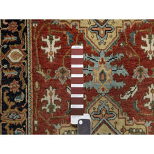 Load image into Gallery viewer, 2&#39;7&quot;x8&#39; Scarlet Red, Heriz Revival With Medallion Design, Densely Woven, Hand Spun New Zealand Wool, Hand Knotted, Runner, Oriental Rug FWR547578