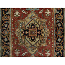 Load image into Gallery viewer, 2&#39;7&quot;x8&#39; Scarlet Red, Heriz Revival With Medallion Design, Densely Woven, Hand Spun New Zealand Wool, Hand Knotted, Runner, Oriental Rug FWR547578