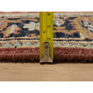 2'7"x8' Scarlet Red, Heriz Revival With Medallion Design, Densely Woven, Hand Spun New Zealand Wool, Hand Knotted, Runner, Oriental Rug FWR547578