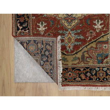 Load image into Gallery viewer, 2&#39;10&quot;x6&#39; Chili Red, Hand Spun New Zealand Wool, Heriz Revival With Medallion Design, Denser Weave, Hand Knotted, Runner, Oriental Rug FWR547584