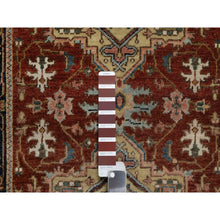 Load image into Gallery viewer, 2&#39;10&quot;x6&#39; Chili Red, Hand Spun New Zealand Wool, Heriz Revival With Medallion Design, Denser Weave, Hand Knotted, Runner, Oriental Rug FWR547584