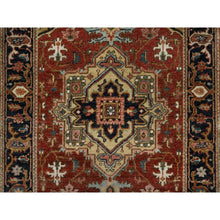Load image into Gallery viewer, 2&#39;10&quot;x6&#39; Chili Red, Hand Spun New Zealand Wool, Heriz Revival With Medallion Design, Denser Weave, Hand Knotted, Runner, Oriental Rug FWR547584