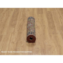 Load image into Gallery viewer, 2&#39;10&quot;x6&#39; Chili Red, Hand Spun New Zealand Wool, Heriz Revival With Medallion Design, Denser Weave, Hand Knotted, Runner, Oriental Rug FWR547584
