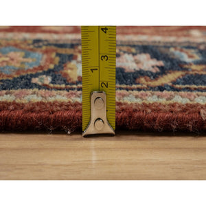 2'10"x6' Chili Red, Hand Spun New Zealand Wool, Heriz Revival With Medallion Design, Denser Weave, Hand Knotted, Runner, Oriental Rug FWR547584