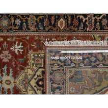 Load image into Gallery viewer, 2&#39;10&quot;x6&#39; Chili Red, Hand Spun New Zealand Wool, Heriz Revival With Medallion Design, Denser Weave, Hand Knotted, Runner, Oriental Rug FWR547584