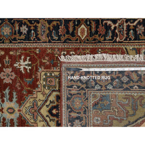 2'10"x6' Chili Red, Hand Spun New Zealand Wool, Heriz Revival With Medallion Design, Denser Weave, Hand Knotted, Runner, Oriental Rug FWR547584