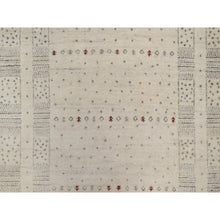 Load image into Gallery viewer, 5&#39;x7&#39;10&quot; Chiffon White with Brown, Lori Buft Gabbeh with Small Animal Figurines, Modern Striae Design, Thick and Plush, Soft Pile, Organic Wool, Hand Knotted, Oriental Rug FWR547602