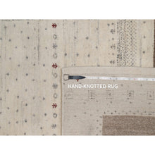 Load image into Gallery viewer, 5&#39;x7&#39;10&quot; Chiffon White With Brown, Lori Buft Gabbeh With Small Animal Figurines, Modern Striae Design, Thick And Plush, Soft Pile, Organic Wool, Hand Knotted, Oriental Rug FWR547602