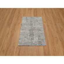 Load image into Gallery viewer, 2&#39;x3&#39; Battleship Gray, Tone On Tone, Modern Design, Hand Spun Undyed Natural Wool, Hand Knotted, Mat, Oriental Rug FWR547626