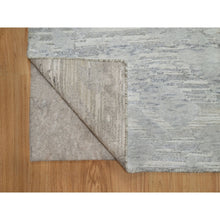 Load image into Gallery viewer, 2&#39;x3&#39; Pastel Gray, Cut And Loop Pile, Modern Design, Hand Spun Undyed Natural Wool, Hand Knotted, Mat, Oriental Rug FWR547632