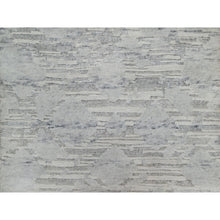 Load image into Gallery viewer, 2&#39;x3&#39; Pastel Gray, Cut And Loop Pile, Modern Design, Hand Spun Undyed Natural Wool, Hand Knotted, Mat, Oriental Rug FWR547632