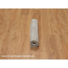 Load image into Gallery viewer, 2&#39;x3&#39; Pastel Gray, Cut And Loop Pile, Modern Design, Hand Spun Undyed Natural Wool, Hand Knotted, Mat, Oriental Rug FWR547632