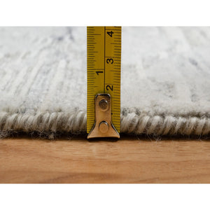 2'x3' Pastel Gray, Cut And Loop Pile, Modern Design, Hand Spun Undyed Natural Wool, Hand Knotted, Mat, Oriental Rug FWR547632