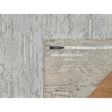 Load image into Gallery viewer, 2&#39;x3&#39; Pastel Gray, Cut And Loop Pile, Modern Design, Hand Spun Undyed Natural Wool, Hand Knotted, Mat, Oriental Rug FWR547632