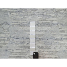 Load image into Gallery viewer, 2&#39;x3&#39; Cloud Gray, Hand Knotted, Cut And Loop Pile, Modern Design, Hand Spun Undyed Natural Wool, Mat, Oriental Rug FWR547650