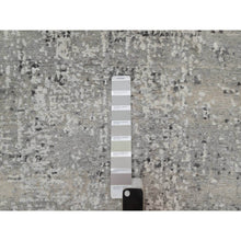 Load image into Gallery viewer, 2&#39;x3&#39; Fossil Gray, Hand Spun Undyed Natural Wool, Hand Knotted, Modern Design, Tone On Tone, Mat, Oriental Rug FWR547656