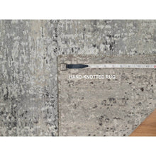 Load image into Gallery viewer, 2&#39;x3&#39; Fossil Gray, Hand Spun Undyed Natural Wool, Hand Knotted, Modern Design, Tone On Tone, Mat, Oriental Rug FWR547656