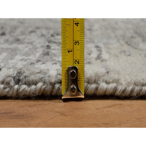 2'x3' Battleship Gray, Modern Design, Hand Knotted, Tone On Tone, Hand Spun Undyed Natural Wool, Mat, Oriental Rug FWR547668