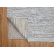 Load image into Gallery viewer, 4&#39;1&quot;x6&#39; Medium Gray, Hand Knotted, Modern Design, Hand Spun Undyed Natural Wool, Oriental Rug FWR547686