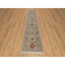 Load image into Gallery viewer, 2&#39;6&quot;x11&#39;10&quot; Desert Sand Brown, The Sunset Rosettes With Soft Colors, Hand Knotted, Wool And Pure Silk, Runner, Oriental Rug FWR547722