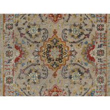 Load image into Gallery viewer, 2&#39;6&quot;x11&#39;10&quot; Desert Sand Brown, The Sunset Rosettes With Soft Colors, Hand Knotted, Wool And Pure Silk, Runner, Oriental Rug FWR547722