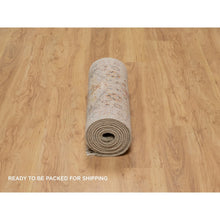 Load image into Gallery viewer, 2&#39;6&quot;x11&#39;10&quot; Desert Sand Brown, The Sunset Rosettes With Soft Colors, Hand Knotted, Wool And Pure Silk, Runner, Oriental Rug FWR547722