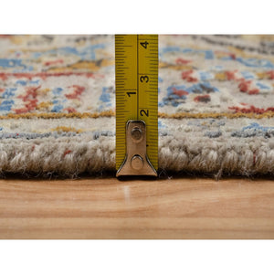 2'6"x11'10" Desert Sand Brown, The Sunset Rosettes With Soft Colors, Hand Knotted, Wool And Pure Silk, Runner, Oriental Rug FWR547722