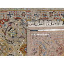 Load image into Gallery viewer, 2&#39;6&quot;x11&#39;10&quot; Desert Sand Brown, The Sunset Rosettes With Soft Colors, Hand Knotted, Wool And Pure Silk, Runner, Oriental Rug FWR547722