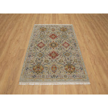 Load image into Gallery viewer, 4&#39;1&quot;x6&#39; Khaki Brown, Soft To The Touch Pile, The Sunset Rosettes, Hand Knotted, Wool And Pure Silk, Oriental Rug FWR547728