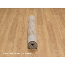 Load image into Gallery viewer, 4&#39;1&quot;x6&#39; Khaki Brown, Soft To The Touch Pile, The Sunset Rosettes, Hand Knotted, Wool And Pure Silk, Oriental Rug FWR547728