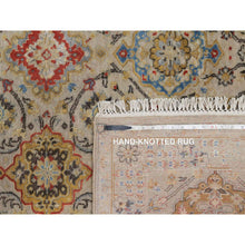 Load image into Gallery viewer, 4&#39;1&quot;x6&#39; Khaki Brown, Soft To The Touch Pile, The Sunset Rosettes, Hand Knotted, Wool And Pure Silk, Oriental Rug FWR547728