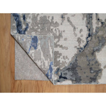 Load image into Gallery viewer, 9&#39;1&quot;x12&#39;1&quot; Aegean Blue With Ivory, Abstract Design, Wool And Silk, Hi-low Pile, Hand Knotted, Lush And Plush, Oriental Rug FWR547734