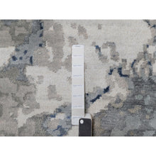 Load image into Gallery viewer, 9&#39;1&quot;x12&#39;1&quot; Aegean Blue With Ivory, Abstract Design, Wool And Silk, Hi-low Pile, Hand Knotted, Lush And Plush, Oriental Rug FWR547734