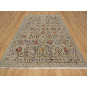 8'10"x12' Gravel Brown, Hand Knotted, The Sunset Rosettes With Soft Color Palette, Wool And Pure Silk, Oriental Rug FWR547746